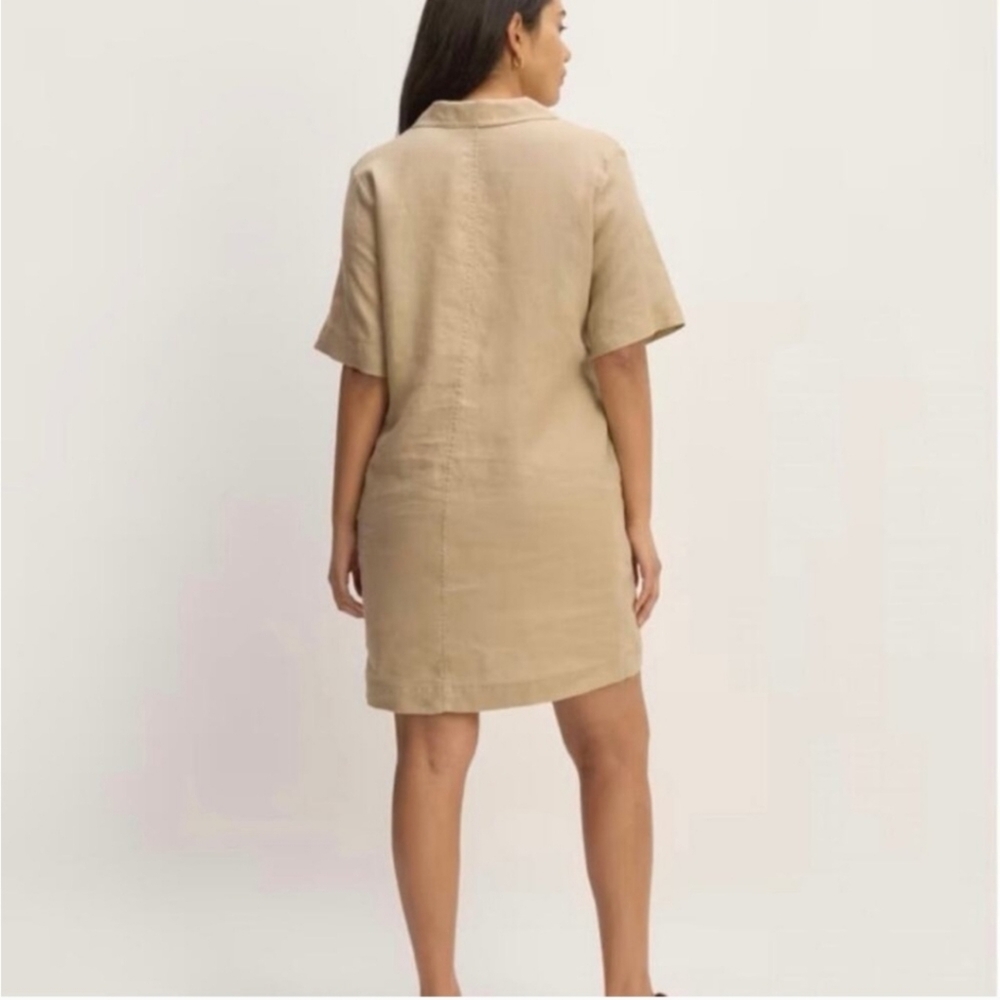 Everlane Linen Button Down Collared Neutral Dress - Picture 8 of 8
